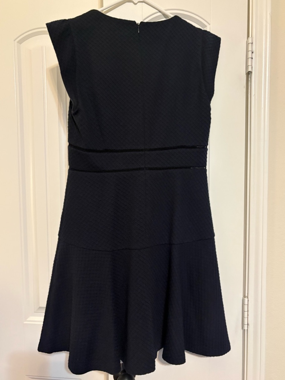 Rebecca Taylor Dark Navy Textured V-Neck Fit & Flare Dress - Picture 2 of 3
